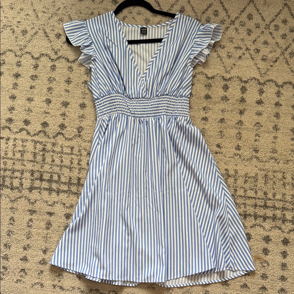 SHEIN Blue and White Striped Top